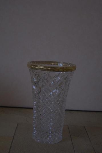 Vase en cristal élégant avec bord doré, Enlèvement ou Envoi