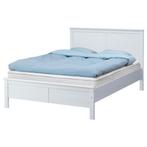 IKEA Aspelund 160 x 200 tweepersoonsbed frame + lattenbodems, Ophalen, Gebruikt, Wit, Tweepersoons