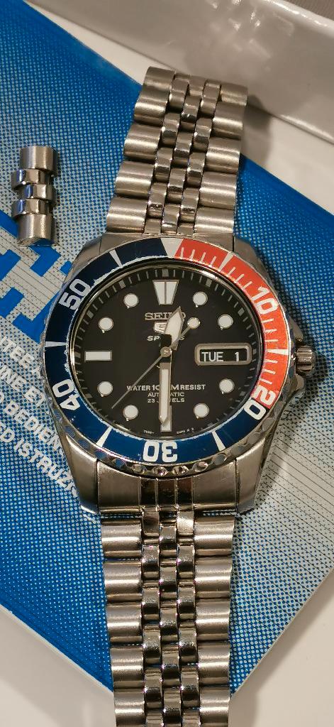 Seiko SNZF15 pepsi diver, Handtassen en Accessoires, Horloges | Heren, Gebruikt, Polshorloge, Seiko, Staal, Staal, Ophalen of Verzenden