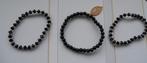 3 Bracelets perles noires - neuf, Nieuw, Ophalen of Verzenden, Zwart