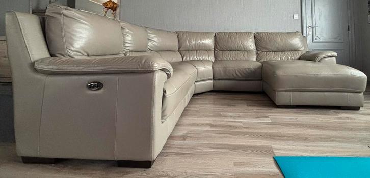 Zetel, Huis en Inrichting, Zetels | Zetels, Gebruikt, Hoekbank, Vierpersoons of meer, Leer, Ophalen