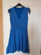 Vintage blauw wit gestipte jurk maat 38