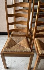 4 stoelen met rieten zit - lichte eik, Antiek en Kunst, Ophalen