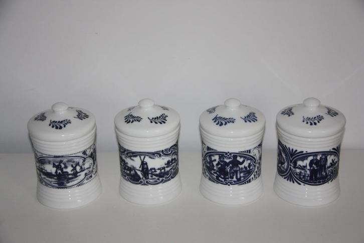 Retro opaline voorraadpotten zwarte kat koffie * 4 stuks, Verzamelen, Retro, Huis en Inrichting, Ophalen of Verzenden