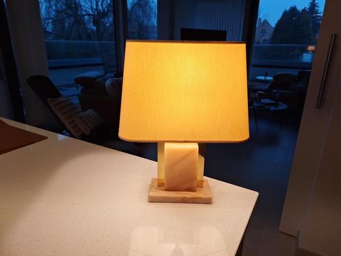 Lampe à poser  avec abat-jour (pied marbré), Huis en Inrichting, Lampen | Tafellampen, Gebruikt, Minder dan 50 cm, Metaal, Stof