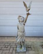 Antiek brons standbeeld Meisje met de Vogel, Ophalen of Verzenden, Brons