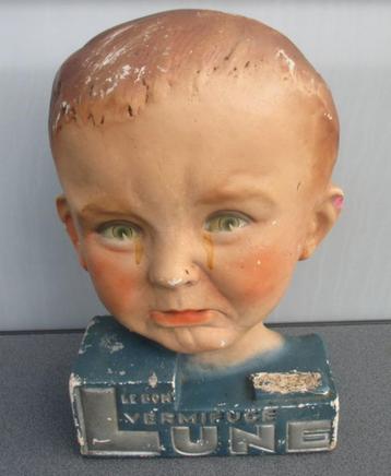 origineel plaasteren reclameobject LUNE wenende baby beschikbaar voor biedingen