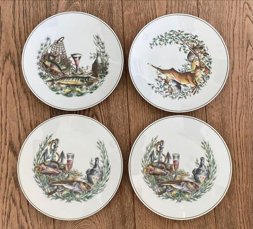 Service à 8 assiettes vintage en porcelaine “Natures Mortes”, Antiek en Kunst, Antiek | Servies los, Ophalen of Verzenden
