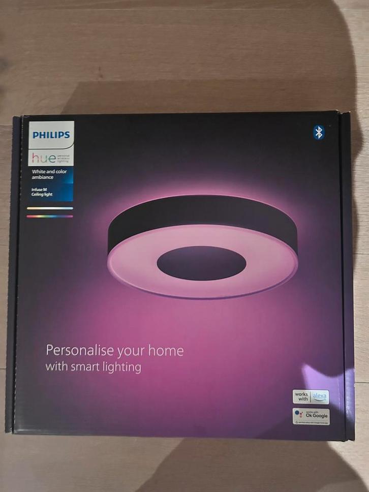 Philips Hue Infuse M plafondlamp White and Color Zwart, Huis en Inrichting, Lampen | Losse lampen, Nieuw, Led-lamp, Ophalen