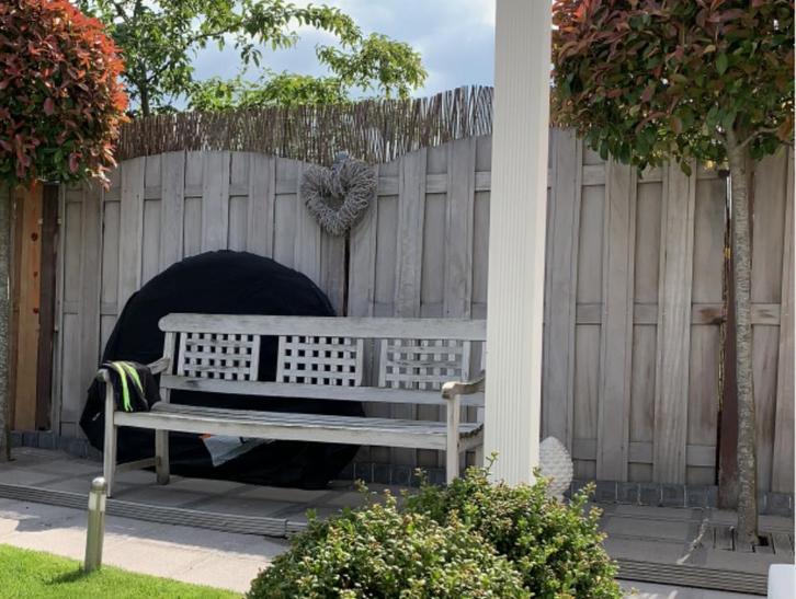 4 tuinschuttingen in hardhout 180x180 cm, Tuin en Terras, Schuttingen, Gebruikt, Hout, 1 tot 2 meter, 6 meter of meer, Ophalen