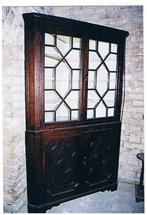encoignure - vitrine anglaise, Gebruikt, Ophalen of Verzenden, Eikenhout, Met deur(en)