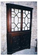 encoignure - vitrine anglaise, Ophalen of Verzenden, Gebruikt, Eikenhout, Met deur(en)