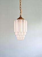 Wolkenkrabber Art Deco hanglamp in gesatineerd glas, 1920-30, Ophalen of Verzenden