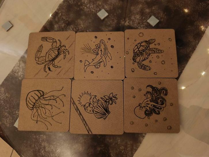 Sous verres en Bois pyrogravé, Hobby & Loisirs créatifs, Hobby & Loisirs Autre, Comme neuf, Enlèvement