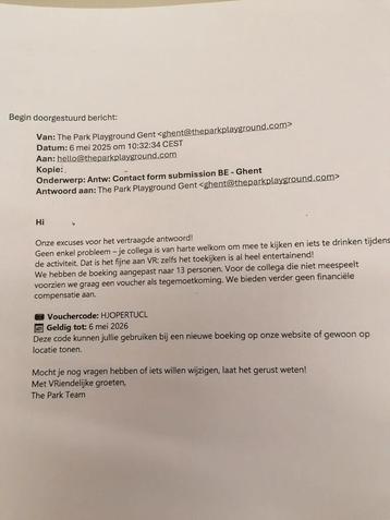 Voucher VR the Park Gent, Tickets & Billets