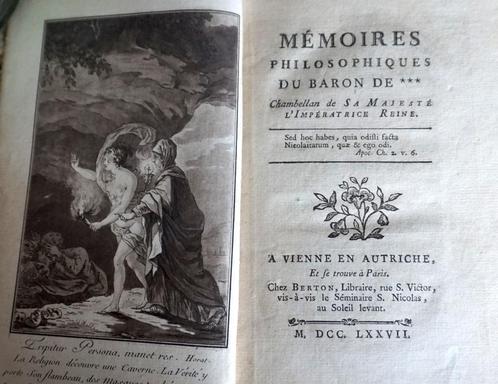 Zeldzaam oud boek uit 1777: Filosofische memoires, Antiek en Kunst, Antiek | Boeken en Manuscripten, Ophalen of Verzenden