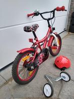 16 inch kinderfiets met kleine wielen en helm, Fietsen en Brommers, Ophalen, Zijwieltjes, 16 tot 20 inch, Zo goed als nieuw