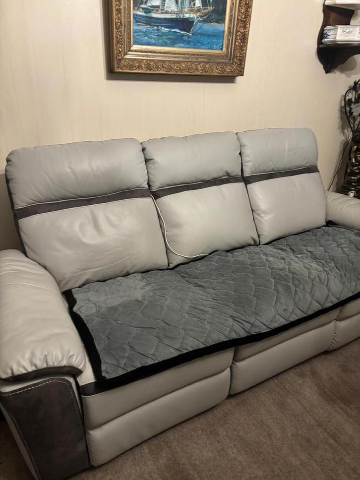 Lederen salon zo goed als nieuw, Huis en Inrichting, Zetels | Complete zithoeken, Zo goed als nieuw, Ophalen