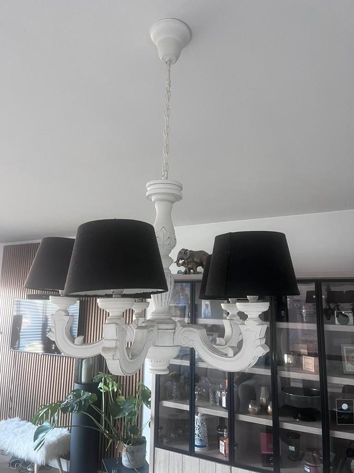 Kroonluchter/ Hanglamp, Huis en Inrichting, Lampen | Plafondlampen, Zo goed als nieuw, Hout, Ophalen of Verzenden