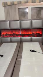 Electriche open haard(display) boxspring, Ophalen, Tweepersoons, Zo goed als nieuw, 200 cm