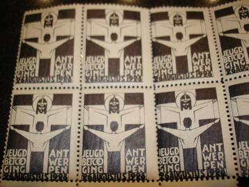 1928 'Jeugdbetooging ANTWERPEN' 7x vignet JVKA beweging beschikbaar voor biedingen