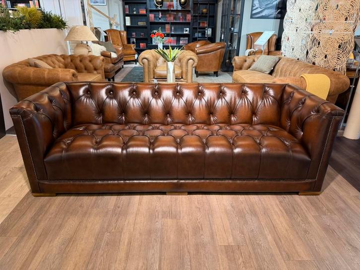 MANCHESTER 4 zits zetel CHESTERFIELD KUBUS Bruin leder, Huis en Inrichting, Zetels | Zetels, Nieuw, Leer, Ophalen of Verzenden