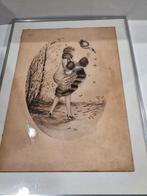 Nelly Degouy - Art Deco litho in kleur  jaren 30 gesigneerd, Antiek en Kunst, Ophalen of Verzenden