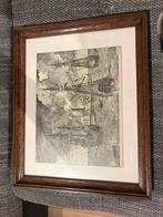 Antieke scheepsgravure in houten kader, Antiek en Kunst, Ophalen