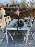 Tuintafel met 6 verstelbare stoelen, Ophalen, Gebruikt, 6 zitplaatsen, Aluminium