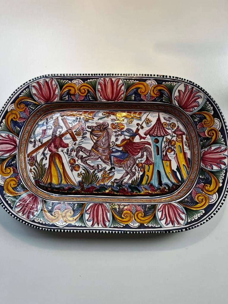 XL Portugees Wandbord/Schaal Handgeschilderd Coimbra 55 cm, Antiek en Kunst, Antiek | Keramiek en Aardewerk, Ophalen