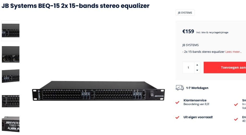Sono Equalizer jb system 2 x 15 bandes stereo, Enlèvement ou Envoi, Utilisé