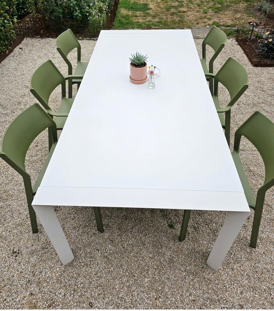 Jati & Kebon tafel, wit Belgische makelij. 220X100 in alu., Jardin & Terrasse, Enlèvement