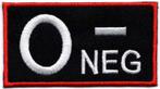Bloedgroep O- Negatief stoffen opstrijk patch embleem, Verzenden, Nieuw