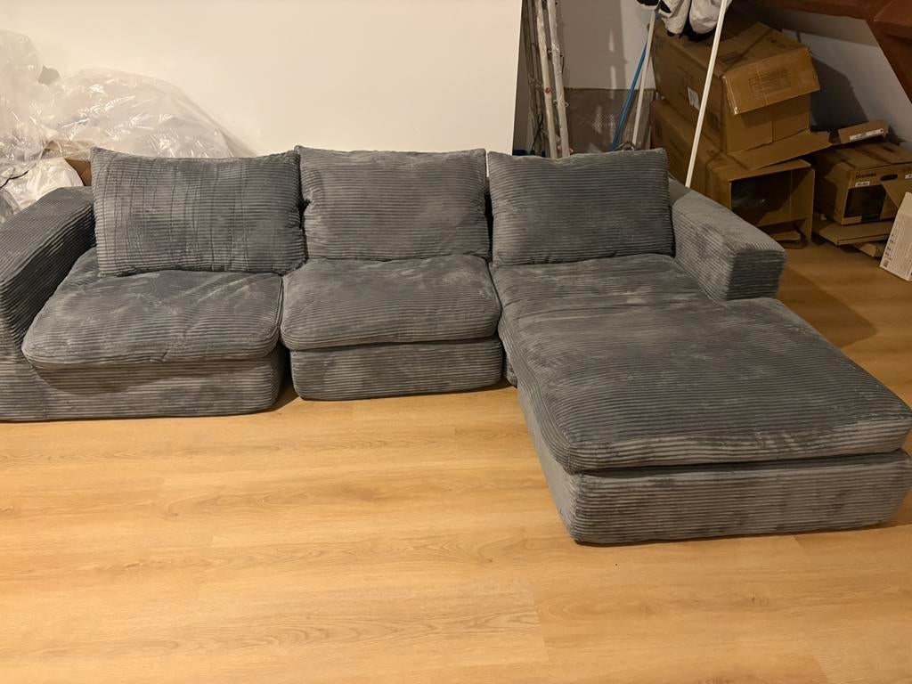 Canapé d’angle gris velours côtelé 251x160 cm, Maison & Meubles, Canapés | Coins salons complets, Neuf, Contemporain, Enlèvement