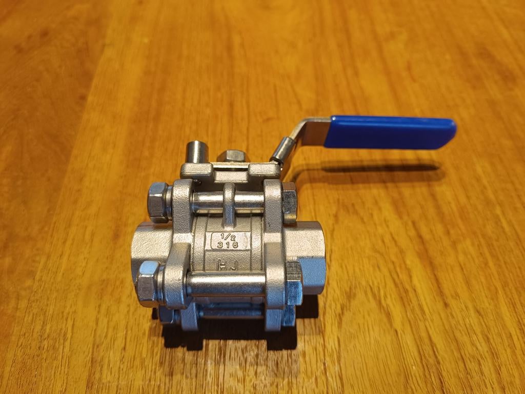 Robinet à sphère 3 pièces à 2 voies FF BSPP inox, Enlèvement, Neuf, Inox, Robinet