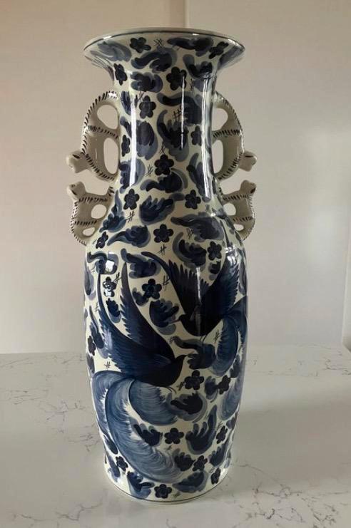 Chinoiserie “Aapjes- vaas” van Hubert Becquet - Quaregnon, Antiek en Kunst, Antiek | Vazen, Ophalen of Verzenden