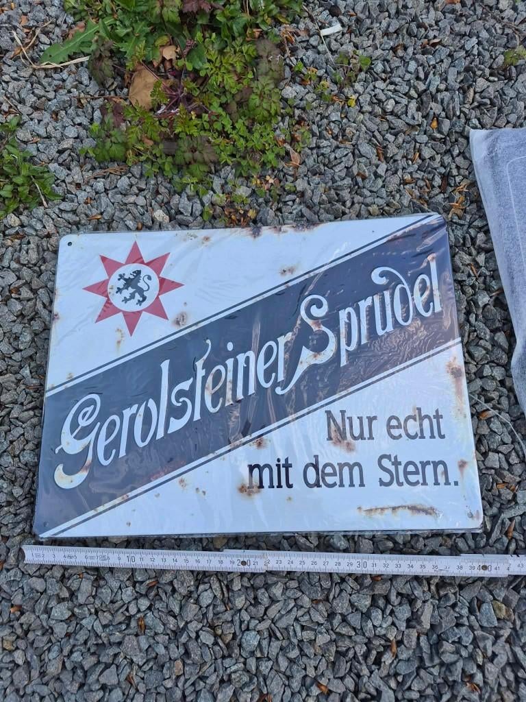 Gerolsteiner metalen reclamebord, Ophalen, Nieuw, Reclamebord