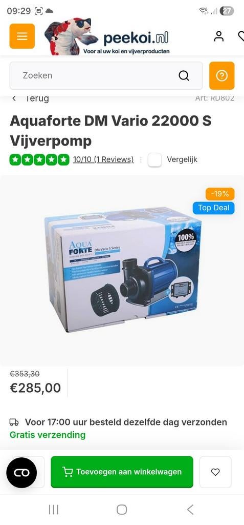 Aquaforte DM Vario 22000 S Vijverpomp, Ophalen, Vijverpomp