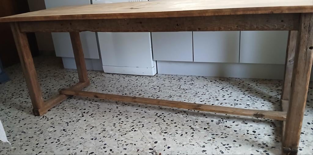 Ancienne table de ferme, longueur 2 mètres, Maison & Meubles, Enlèvement