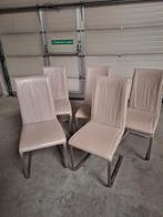 5 eetkamerstoelen beige, Huis en Inrichting, Ophalen, Overige kleuren, Leer, Zo goed als nieuw