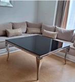 Table carré Chrome style baroque carré plateau en verre noir, Maison & Meubles, Enlèvement, Carré