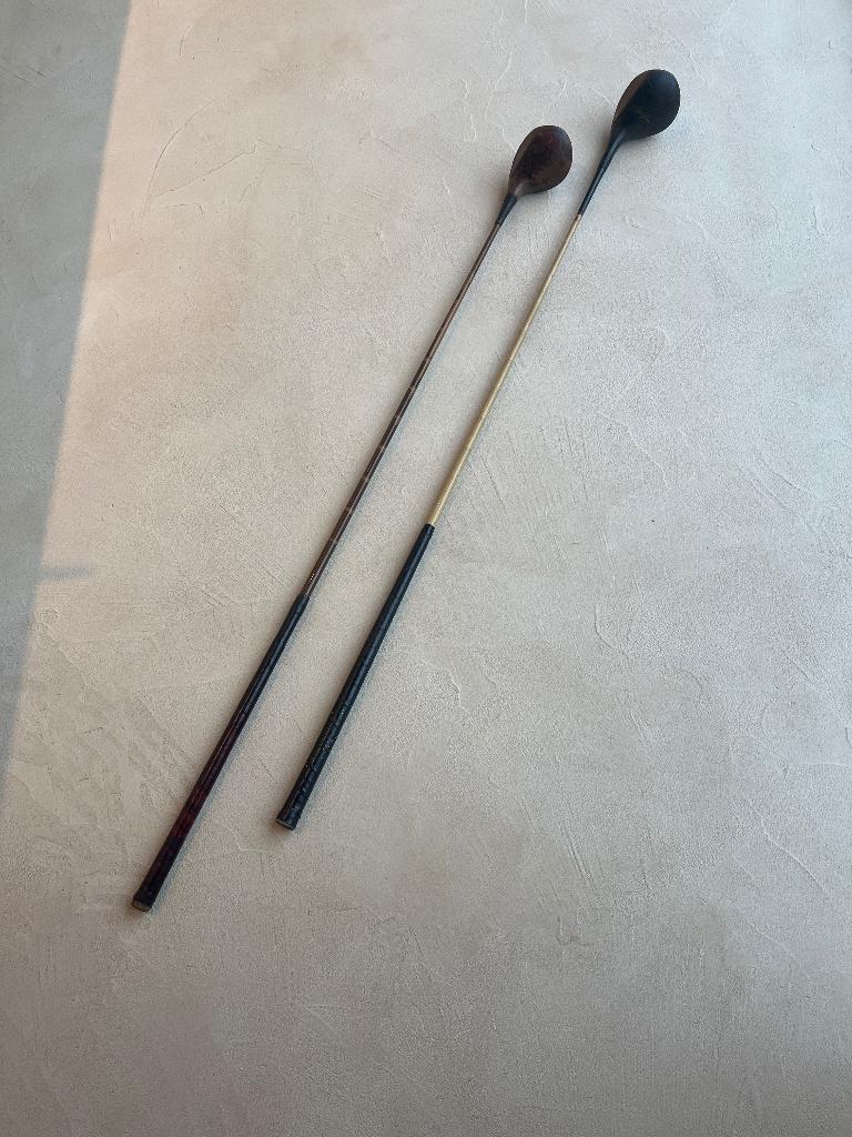 Golfclubs bamboe antiek set van 2, Sport en Fitness, Golf, Ophalen, Gebruikt, Set