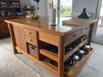 Massief eiken keukeneiland met bijhorende plafondverlichting, Huis en Inrichting, Ophalen, Eikenhout