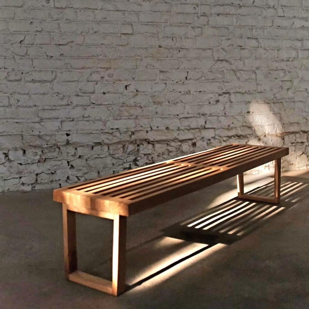 Handgemaakte houten bank – strak & tijdloos design, Huis en Inrichting, Ophalen