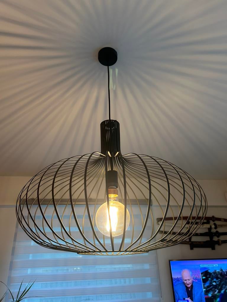 Ik verkoop een prachtige designhanger van zwart metaal, Huis en Inrichting, Lampen | Hanglampen, Zo goed als nieuw, Metaal, Ophalen
