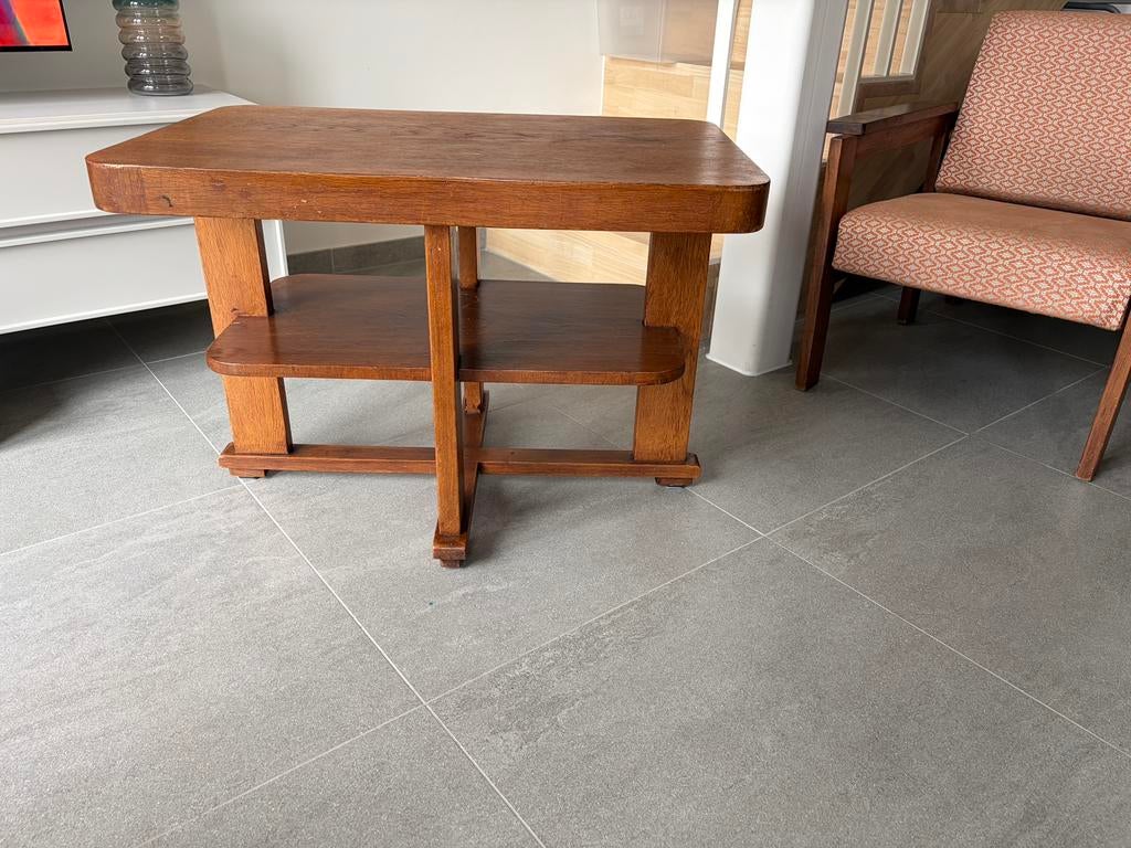 Vintage salontafel in massief eik — Art Deco stijl, Huis en Inrichting, Ophalen, Gebruikt