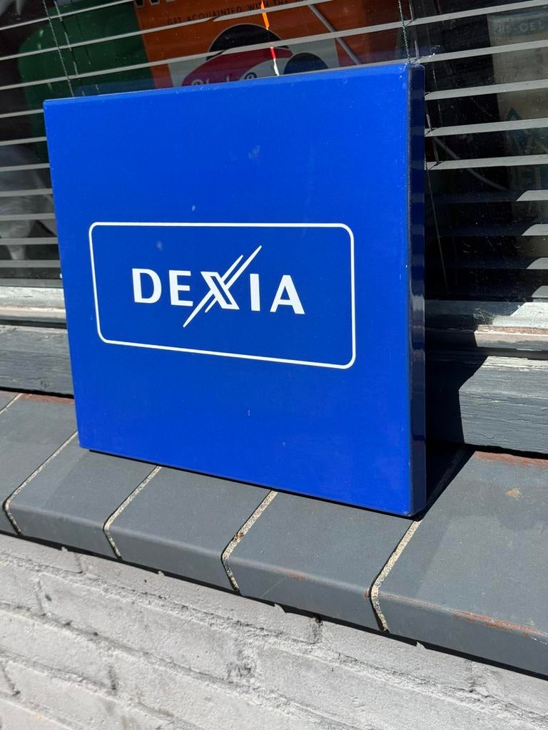 DEXIA emaille reclamebord, Verzamelen, Ophalen of Verzenden, Gebruikt, Reclamebord