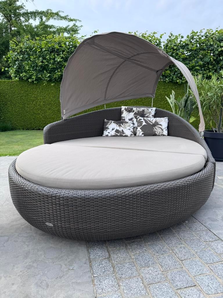 Luxe tuinzetel met zonnescherm van Gloster, Tuin en Terras, Ophalen, Gebruikt, Wicker, Verstelbaar