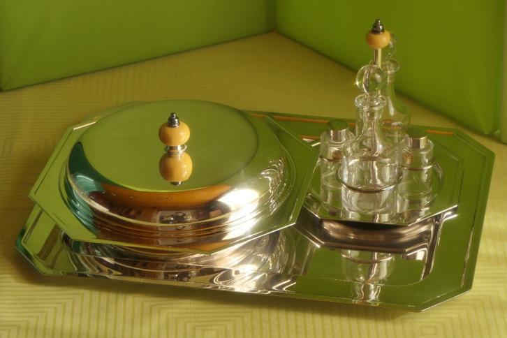 zilveren tafelset PM Italy pz olie set schotel kom, Maison & Meubles, Cuisine| Tupperware, Comme neuf, Autres types, Enlèvement