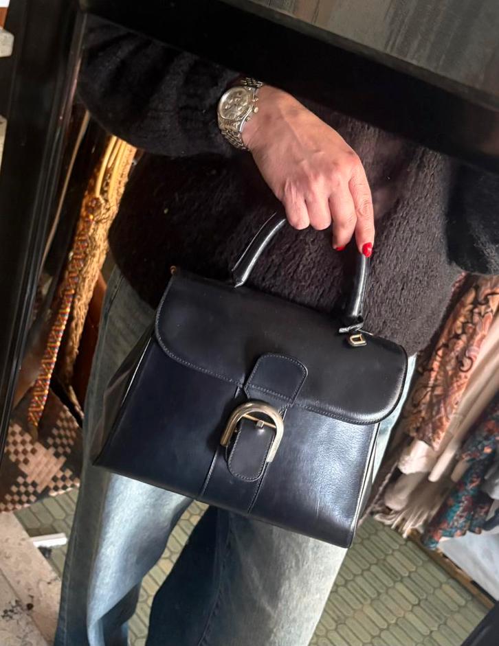 DELVAUX BRILLANT MM vintage boxcalf marineblauw, Handtassen en Accessoires, Tassen | Damestassen, Handtas, Ophalen